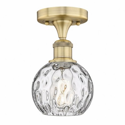 Athens Water Glass - 1 Light Semi-Flush Mount In Industrial Style-8.75 Inches Tall and 6 Inches Wide