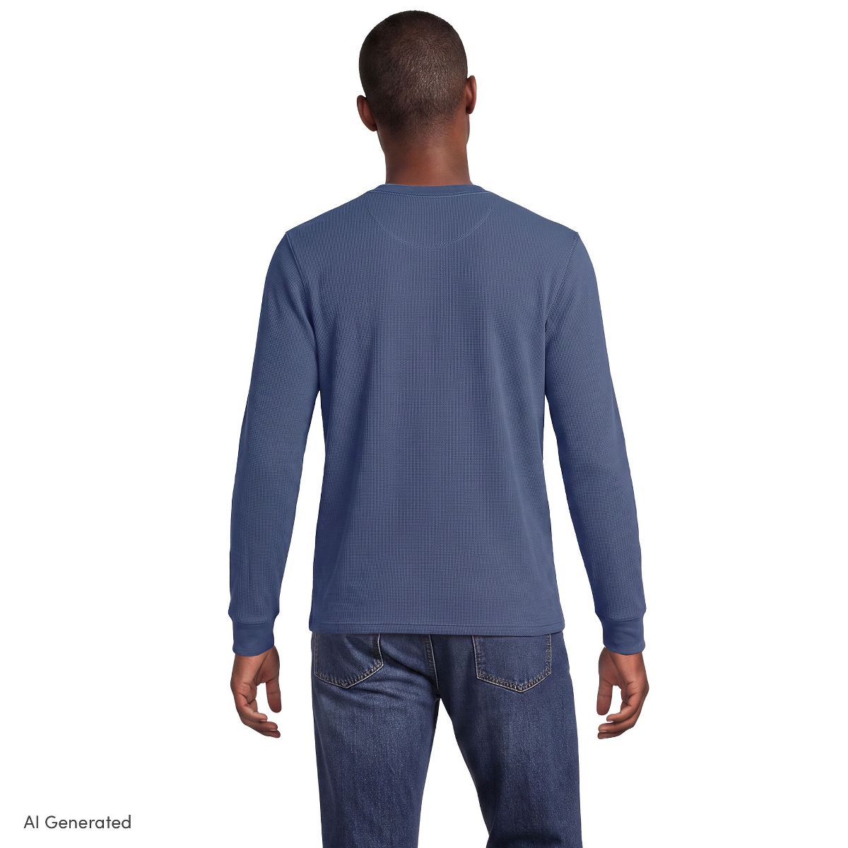Lands' End Men's Long Sleeve Thermal Waffle Henley - thumbnail 7
