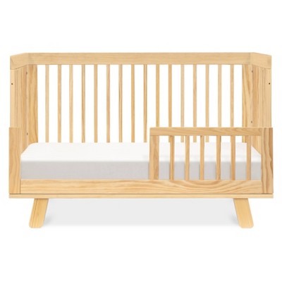 Natural Pine Wood 3-in-1 Convertible Crib with Toddler Rail