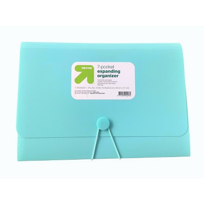 7 Pocket Expandable File Folder Letter Size Teal - up&up™: Polypropylene, Elastic Band, 50 Sheet Capacity, 7 Pockets