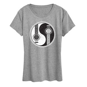 Women's - Instant Message - Yin Yang Guitar Men Short Sleeve Graphic T-Shirt - 1 of 4