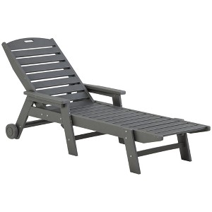 Aghana Digitals Light Gray Outdoor Chaise Lounge with 5-Level Reclining Backrest, Waterproof HDPE & - 1 of 4