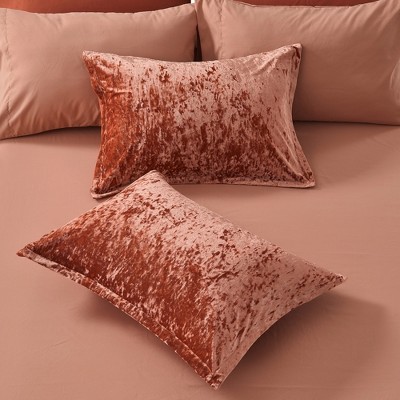 Regency Heights 9Pcs BIAB Velvet Bedding Set, Luxury Style Ultra Soft Plush Bedding with Matching Comforter and Sheet Set, Orange, Queen — фото 6