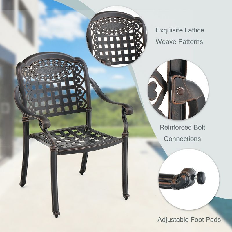 Tangkula 2 Pieces Cast aluminum patio chair bistro dining chair outdoor cast aluminum chair, 5 of 10