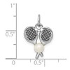 Black Bow Jewelry 14k White Gold & FW Cultured Pearl Double Tennis Racquet Charm - 4 of 4