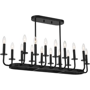 Possini Euro Design Black Linear Pendant Chandelier Lighting 39" Wide Industrial 16-Light Fixture for Kitchen Island Dining Room - 1 of 4