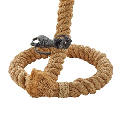Brown Jute Rope Styled Abstract Desk Lamp with Empire Shade