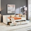 Sofa bed with drawers, modern velvet upholstered sofa bed with button tufted sofa bed frame with double drawers, bedroom living room furniture - 2 of 3