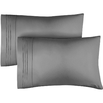 CGK Unlimited Soft Microfiber Pillowcase Set of 2 in Dark Grey, Size Queen.