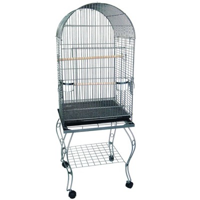 YML 20-Inch Dometop Parrot Cage with Stand Antique Silver