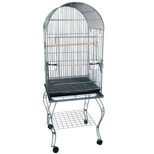YML 20-Inch Dometop Parrot Cage with Stand Antique Silver - 1 of 2