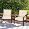 Tangkula Set of 2 Patio Dining Chairs Outdoor Armchairs w/Padded Cushions for Backyard Garden Balcony - 2 of 4