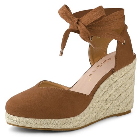 Udvikle får forfremmelse Allegra K Women's Closed Toe Espadrilles Wedges Tie Up Wedge Sandals Brown  7.5 : Target