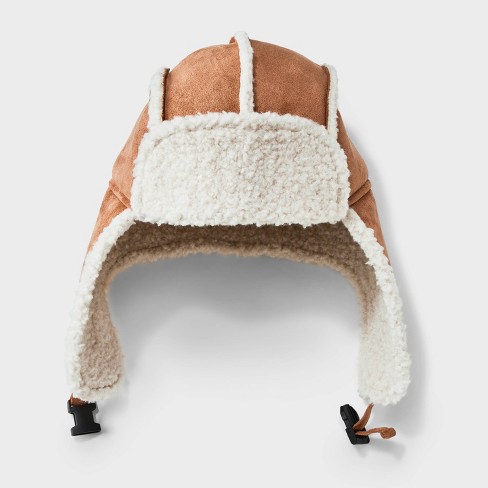 Beige Sheepskin Hat With Ear Flaps