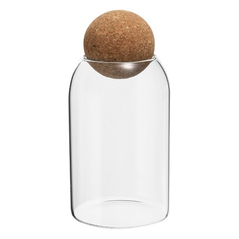 Unique Bargains Kitchen Food Glass Storage Container with Ball Cork 10x9cm