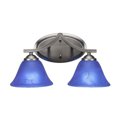 Toltec Lighting Zilo 2 - Light Vanity in  Graphite with 7" Blue Italian Shade