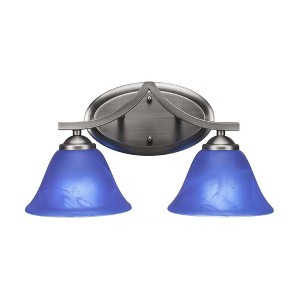 Toltec Lighting Zilo 2 - Light Vanity in  Graphite with 7" Blue Italian Shade - 1 of 1