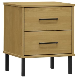 vidaXL Nightstand Storage Bedside Table with 2 Drawers Solid Pine Wood OSLO - 1 of 4