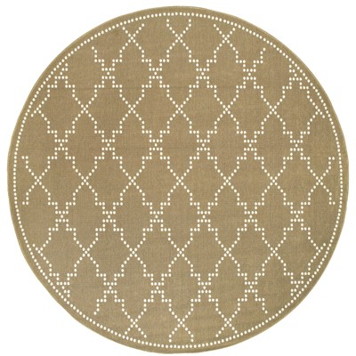 Oriental Weavers Marina 7765Y Tan/ Ivory Indoor/Outdoor Area Rug - 7'10" Round