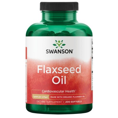 Swanson Flaxseed Oil Made with Organic Flaxseed Oil 1 G 200 Softgels.