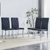 Set Of 4 Armless Dining Chairs, Elegance Dining Chairs With Buckle Backrest Design, Vintage PU Leather Kitchen Dining Room Chairs - 2 of 4