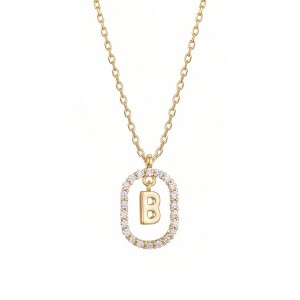 Adornia 14k Gold Plated Floating Letter CZ Frame Necklace - 1 of 2