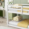 CAVINAS Twin Over Twin Platform/Floor Bunk Bed with Ladder,Solid Rubber Wood Bed Frame for Kids Room,Bedroom - 3 of 4