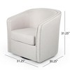 31.25'' Linen Fabric Swivel Club Chair with Barrel Tub Shape, Nailhead Accents, Iron Legs and Hand-Crafted Details - 4 of 4