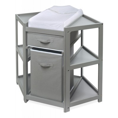 Badger Basket Diaper Corner Baby Changing Table With Hamper And Basket ...