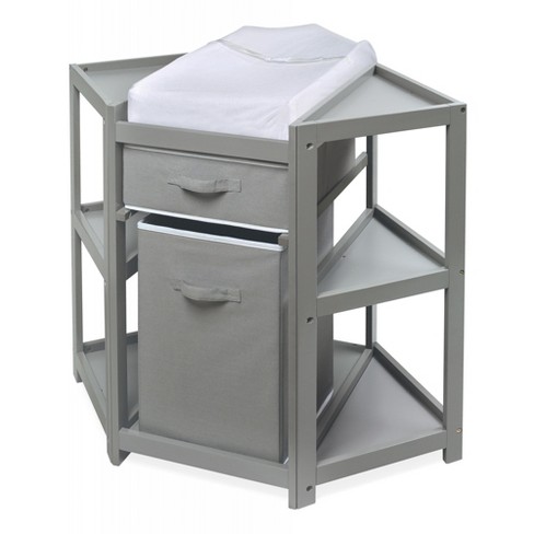 White corner store changing table