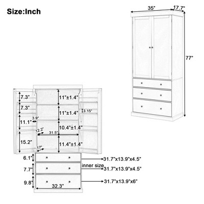 Garvee 77’’ Kitchen Pantry Cabinet, Freestanding Storage Cabinet with Drawers & Adjustable Shelves, Kitchen Buffet Cupboard for Dining Room Laundry Grey — фото 3