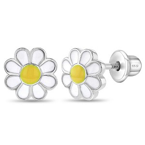 Girl's Delightful Daisy Screw Back Sterling Silver Earrings - In Season Jewelry - 1 of 4