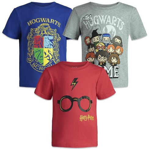 Harry Potter Big Boys 3 Pack Pullover T Shirts Blue Grey Red 14 16