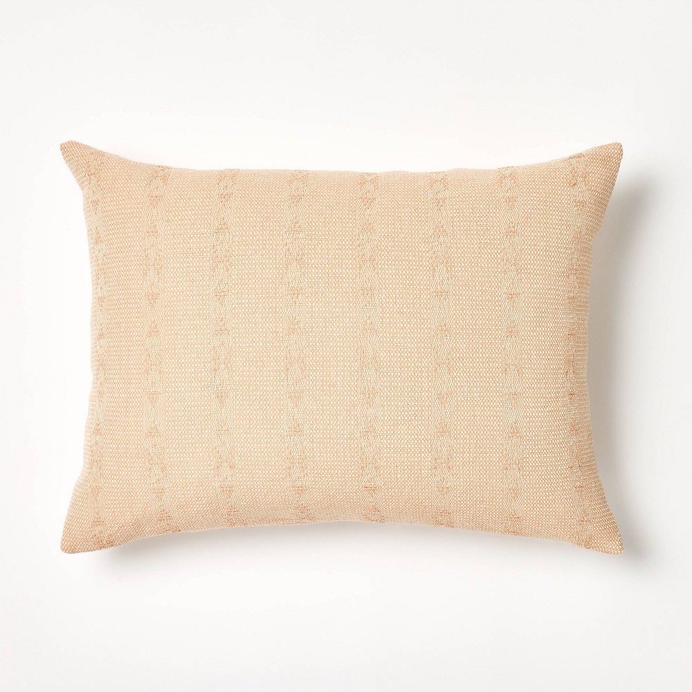 Photos - Pillow Oversized Woven Striped Lumbar Throw  Clay Pink - Threshold™ designe