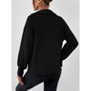 Women's Loose Fit Polo Neck Zip Detail Long Sleeve Pullover Sweater - 2 of 2