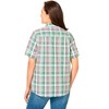 Woman Within Plus Size Petite Short-Sleeve Button Down Seersucker Shirt - 3 of 4