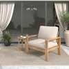 Christopher Knight Home Norman Outdoor Slat Design Acacia Wood Club Chair with Cushions, Light Gray/Teak - 2 of 4