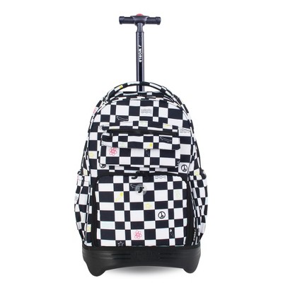 JWorld Trio Rolling 20" Backpack with Lunch compartment and Detachable Pencil Case - Icon Checkers