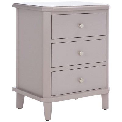 Transitional White Wood and Metal Nightstand with 3 Storage Drawers