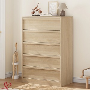 Modern 5/7 Drawer Dresser for Bedroom Antique White/Natural 5 Chest of Drawers 43" Tall with Large Storage Space - 1 of 4