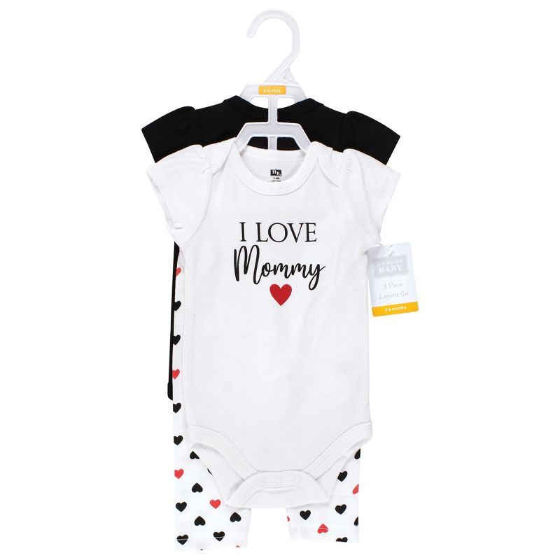 Hudson Baby Infant Girl Cotton Bodysuit and Pant Set, Girl Mommy Red Black, 2 of 6