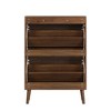 Maliang 31.5" Walnut Shoe Storage Cabinet, Fence Shoe Cabinet with 2 Flip Drawers, Suitable For Corridors And Entrances - 4 of 4