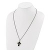 Chisel Stainless Steel with Diamond-cut 14K Gold Accent with Black Enamel Cross Pendant on a 24" Curb Chain Necklace - 4 of 4
