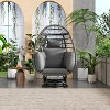 KTMBDW Outdoor Swivel Egg Chair with Stand and Cushions, Indoor Rattan Egg Patio Chair with Rocking Function for Balcony, Garden - 2 of 4