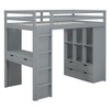 NicBex Full Size Bunk Bed Loft Bed with Desk Wooden Bed Frame with Shelves, Drawers, Ladder and Full Length Guardrail, No Box Spring Required - 3 of 4