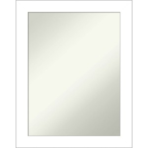 22" x 28" Non-Beveled Wedge White Bathroom Wall Mirror - Amanti Art: Modern Rectangle, Includes Mounting Hardware - 1 of 4