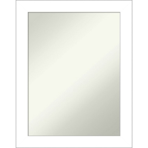 22" x 28" Non-Beveled Wedge White Bathroom Wall Mirror - Amanti Art: Modern Rectangle, Includes Mounting Hardware - image 1 of 4