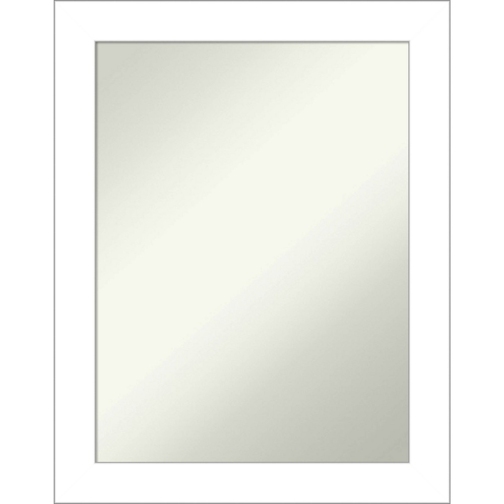 22" x 28" Non-Beveled Wedge White Bathroom Wall Mirror - Amanti Art: Modern Rectangle, Includes Mounting Hardware