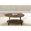 Vynxaria Modern Style Oval Cocktail Table - Brown, Oak Veneers & Shaped Metal Tube, Planked Tops, Low-Sheen Burnish & Powder-Coat Legs - 2 of 4