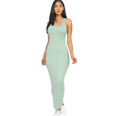 Slickblue Women's Solid Maxi Dress, Sleeveless Stretch Jersey Fabric,  Casual Fit, Green Bay, Size M : Target